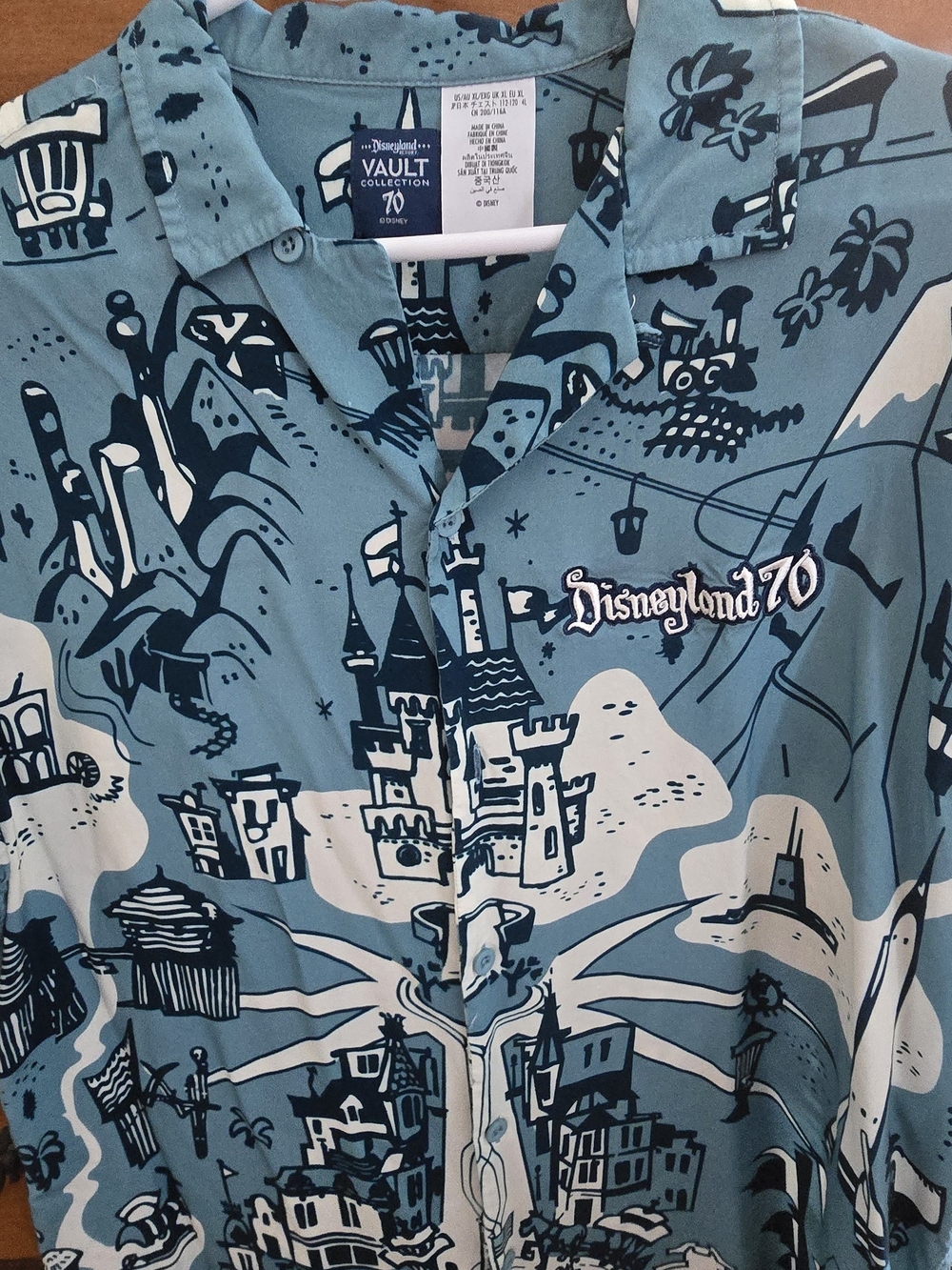 Disneyland 70 Men’s Blue Graphic Button Shirt - Vault Collection